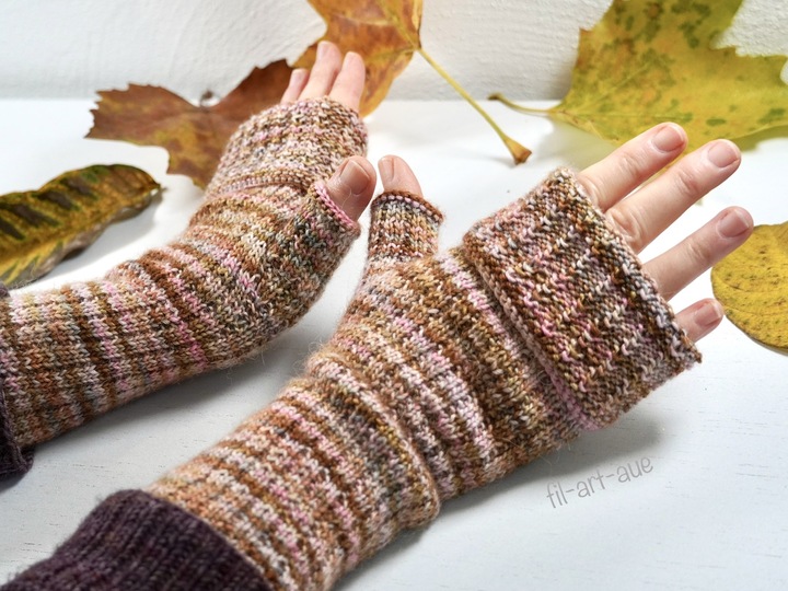 Reversible fingerless mitts "Pure", knitting pattern, easy, 4 sizes
