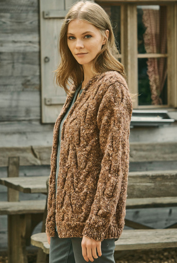 Tweedjacke mit Zopfmuster