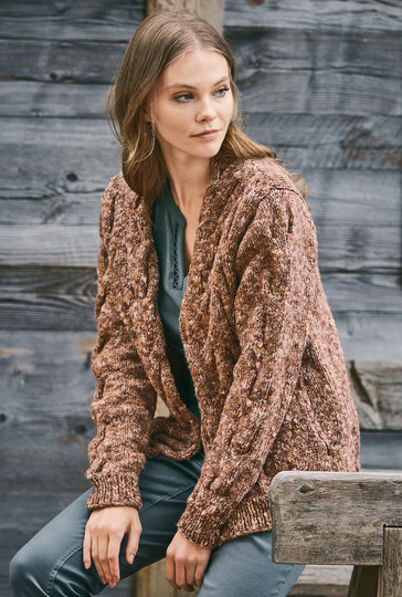 Tweedjacke mit Zopfmuster