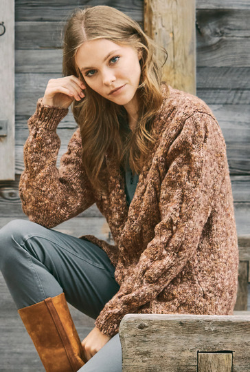 Tweedjacke mit Zopfmuster