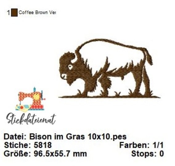 Bison Stickdatei, Prairie Stickdatei, Stickvorlage für majestätische Tiere