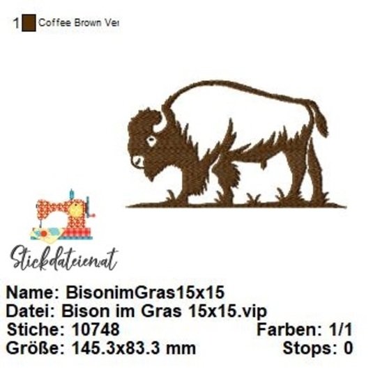 Bison Stickdatei, Prairie Stickdatei, Stickvorlage für majestätische Tiere