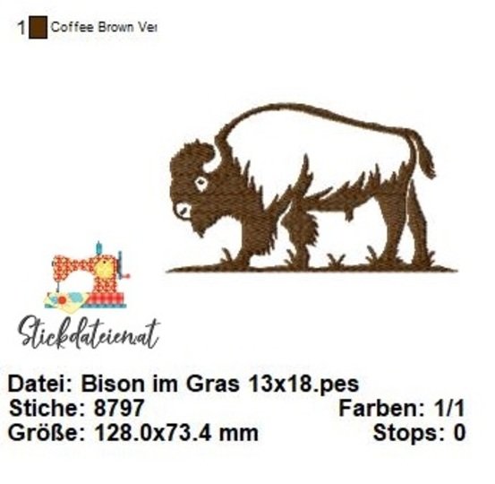 Bison Stickdatei, Prairie Stickdatei, Stickvorlage für majestätische Tiere