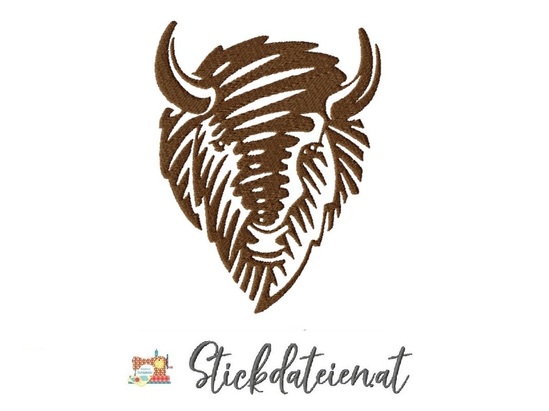 Bisonkopf Stickdatei, Prairie Stickdatei, Stickvorlage Wildtiere