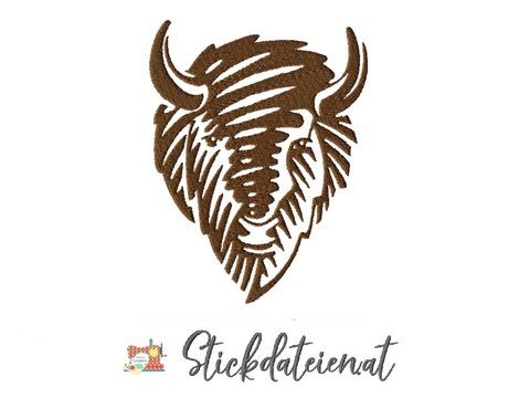 Bisonkopf Stickdatei, Prairie Stickdatei, Stickvorlage Wildtiere