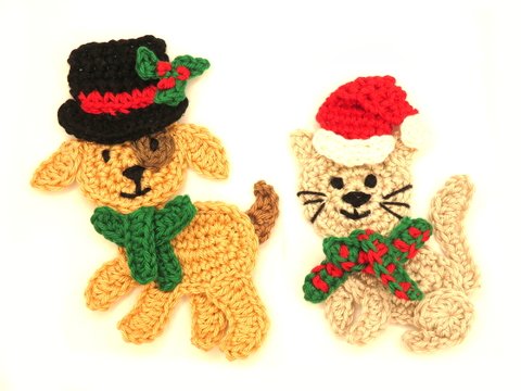 Cat and dog Crochet Applique