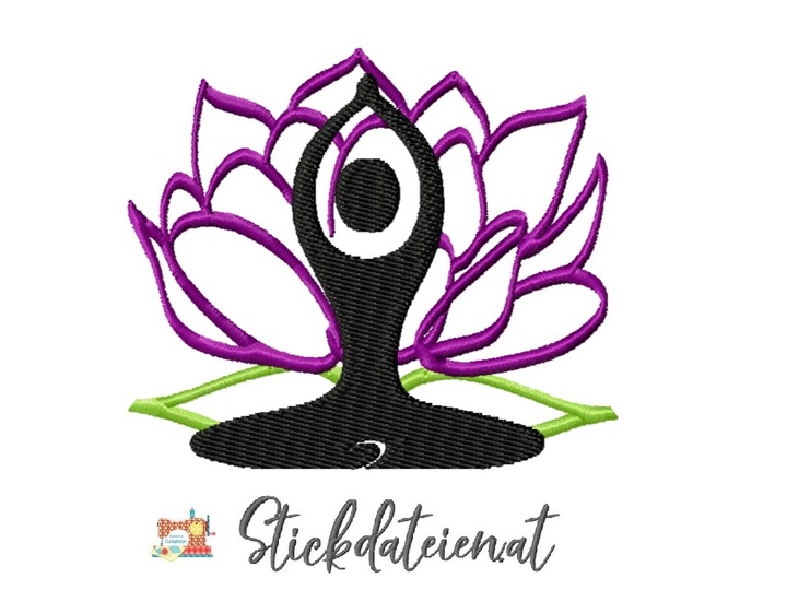 Stickdatei Namaste, Yoga Stickvorlage, Lotusblüte Stickdatei in 3 Größen