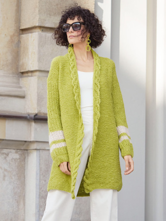Longjacke mit Zopfmusterblende