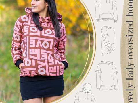 lovely lady oversized hoodie 34-56 Damenoberteil Pullover Sweater Shirt