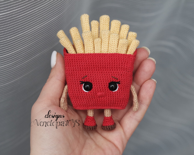 French Fries Amigurumi Crochet Pattern Food, cute food French fries pattern