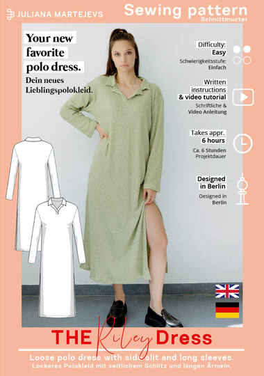 Schnittmuster Polokleid nähen, Maxikleid Jerseykleid Midikleid Strickkleid