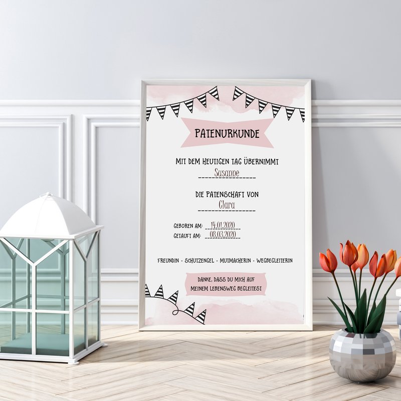 Patenurkunde zum Ausdrucken DIN A4 Patenurkunden als Geschenk für Paten - Bild 4