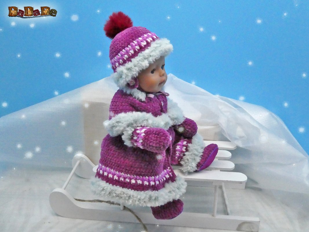 Winter-Set für Puppen-Größe 43cm, Häkelanleitung von DaDaDe
