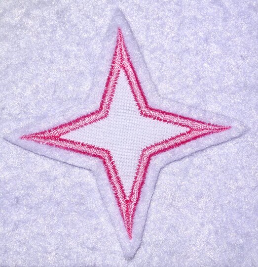 Stickdatei - Stern mit 4 Ecken für Stoffapplis in 16 Größen Rahmen