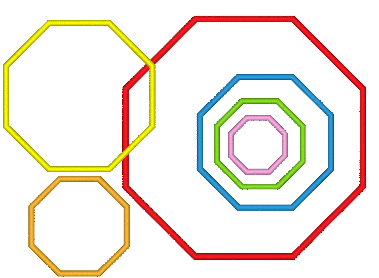 Stickdatei - 8eck Button für Stoffapplis in 17 Größen Rahmen