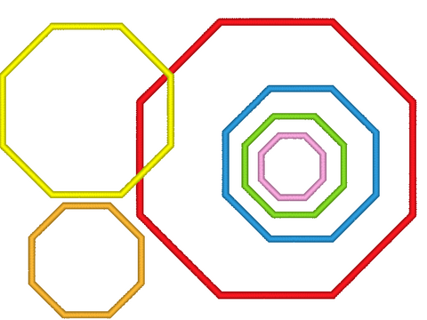 Stickdatei - 8eck Button für Stoffapplis in 17 Größen Rahmen