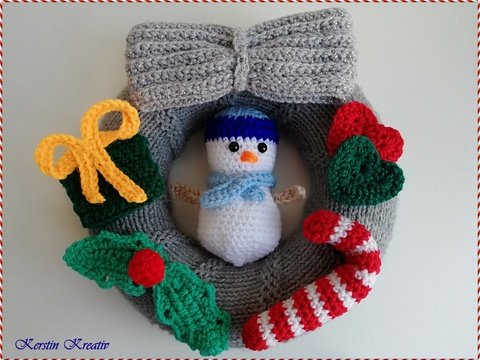 Häkelanleitung Schneemanngestöber Türkranz 25 cm