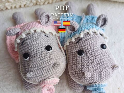 Häkelanleitung, Kuscheldecke Baby-Nilpferd