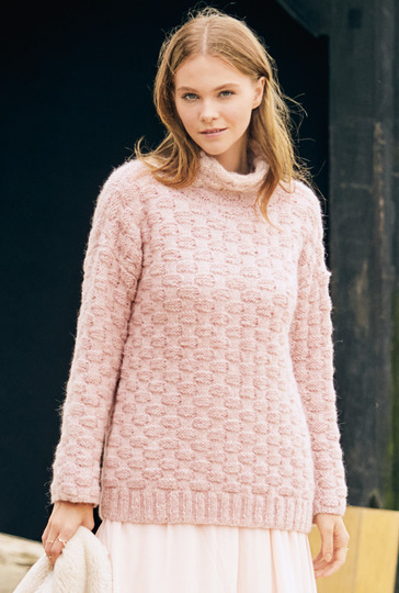 Rollkragenpullover mit Korbmuster