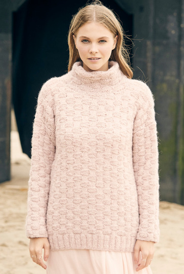 Rollkragenpullover mit Korbmuster