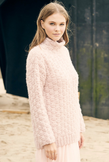 Rollkragenpullover mit Korbmuster