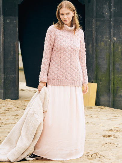 Rollkragenpullover mit Korbmuster