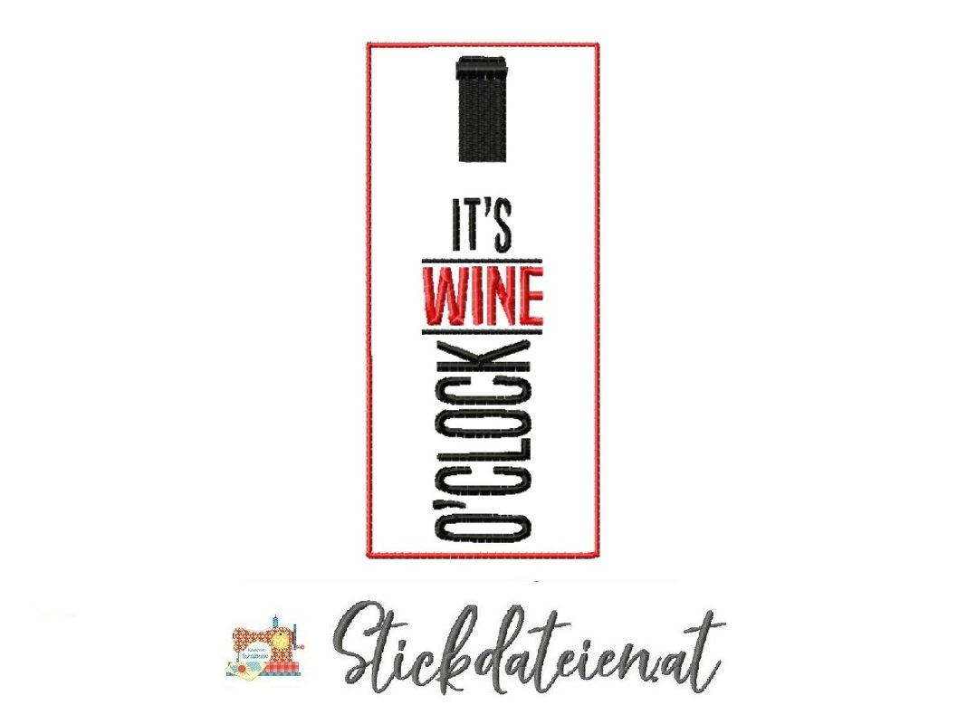 Stickdatei Weinflasche, Freundinnen Stickdatei, Stickvorlage für Wein