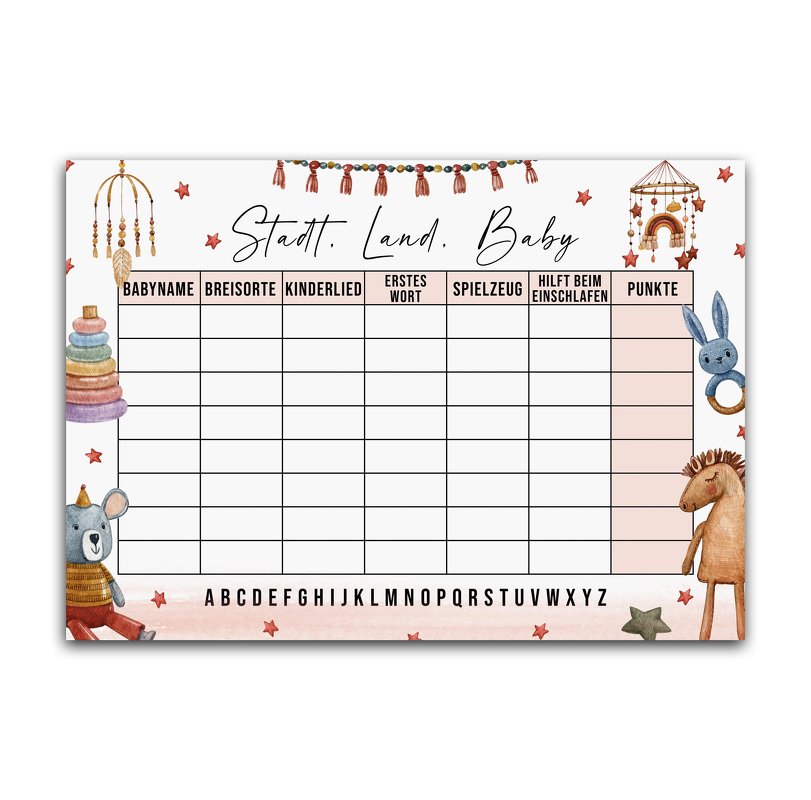 STADT, LAND, BABY Vorlage Stadt, Land, Fluss für die Babyparty