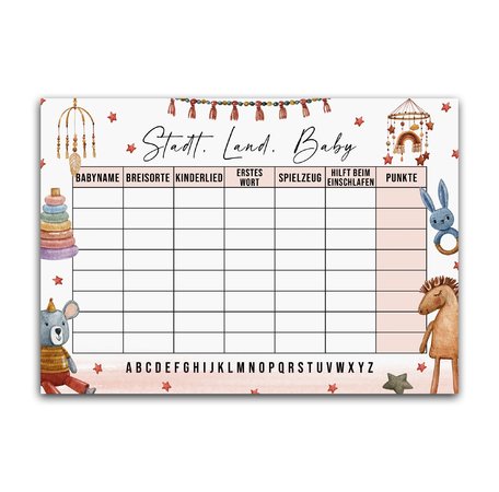 STADT, LAND, BABY Vorlage Stadt, Land, Fluss für die Babyparty