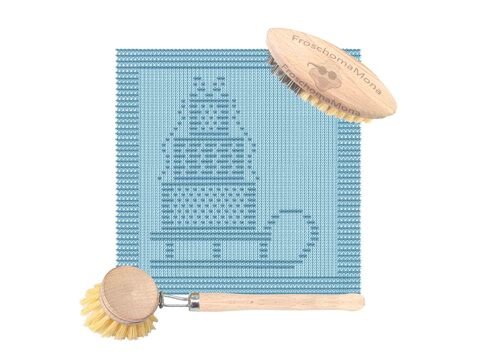 Strickmotiv Deckchen „ Geschenkeschlitten “ Spüli Topflappen Weihnachten