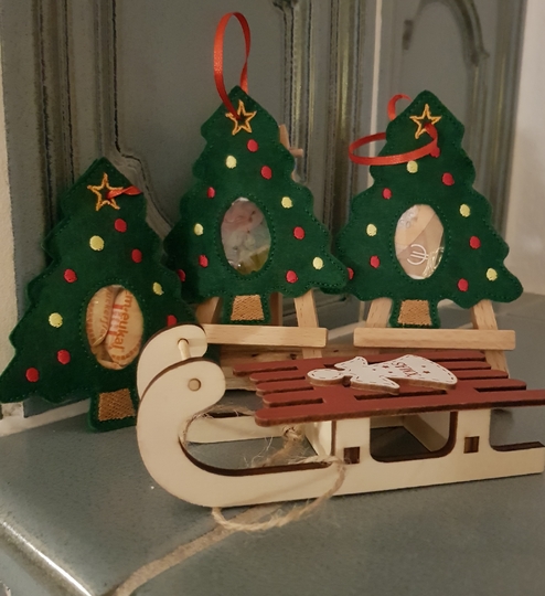 Stickdatei Füllobjekte Weihnachten Pinguin Lebkuchenmännchen Tannenbaum