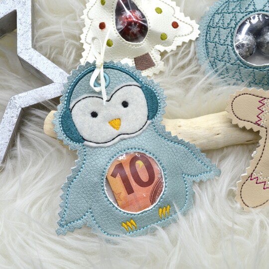 Stickdatei Füllobjekte Weihnachten Pinguin Lebkuchenmännchen Tannenbaum