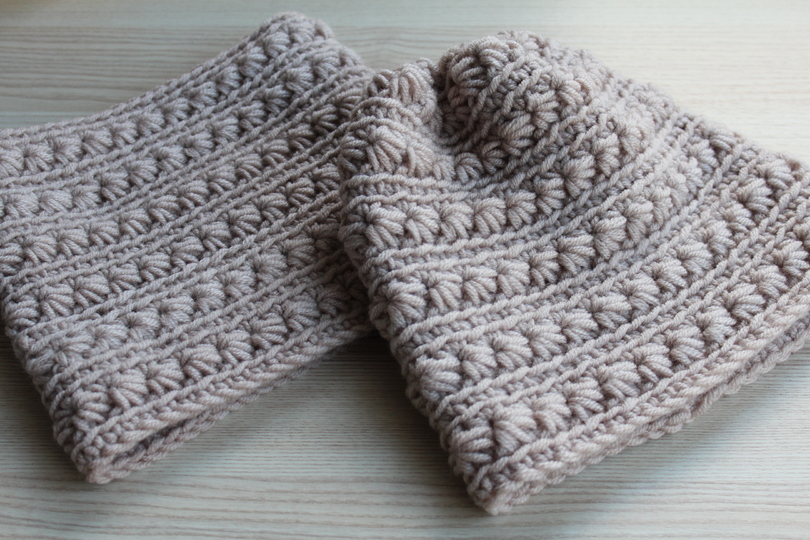 "Polarstern" Bommelmütze&Kragenschal häkeln PDF-Anleitung