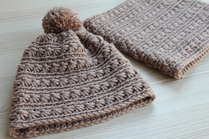 "Polarstern" Bommelmütze&Kragenschal häkeln PDF-Anleitung