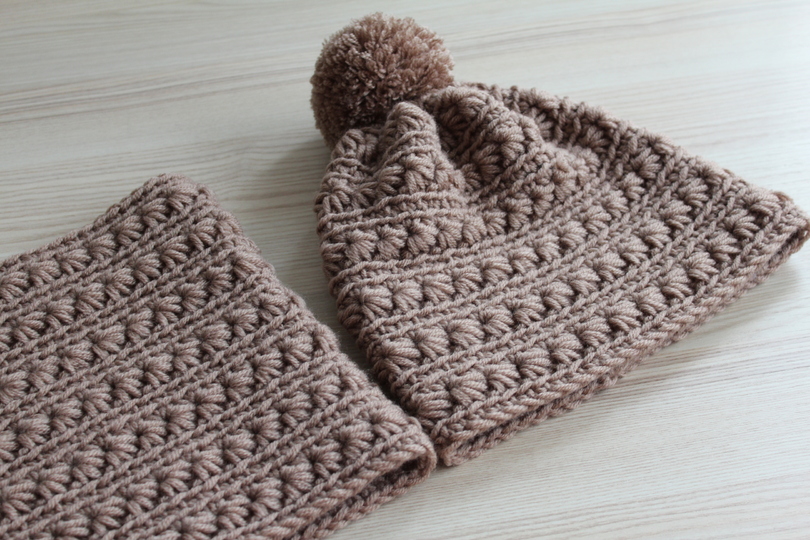 "Polarstern" Bommelmütze&Kragenschal häkeln PDF-Anleitung