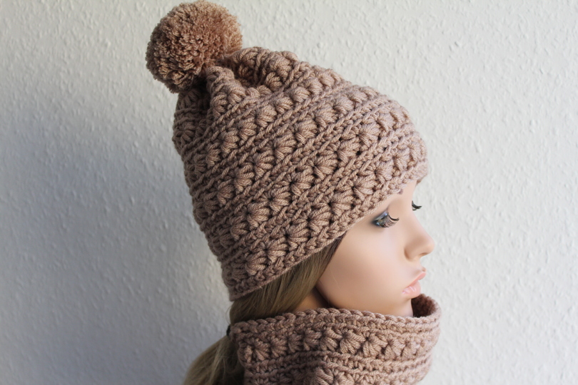 "Polarstern" Bommelmütze&Kragenschal häkeln PDF-Anleitung