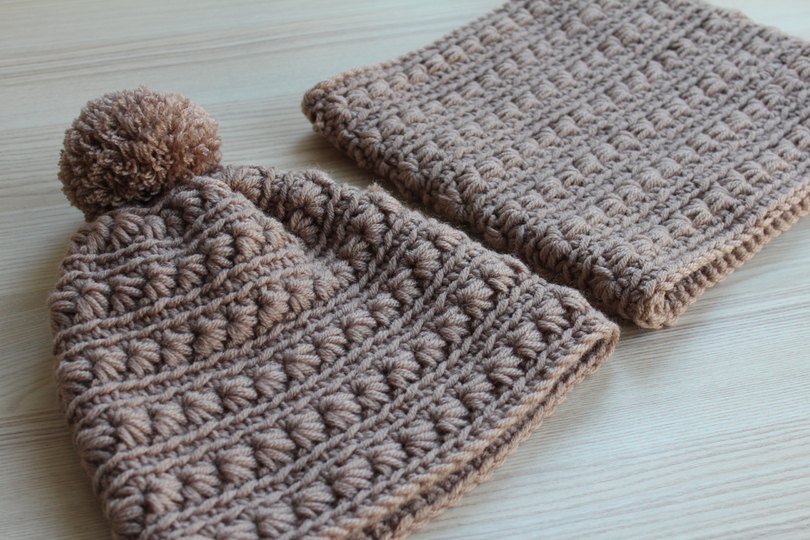 "Polarstern" Bommelmütze&Kragenschal häkeln PDF-Anleitung