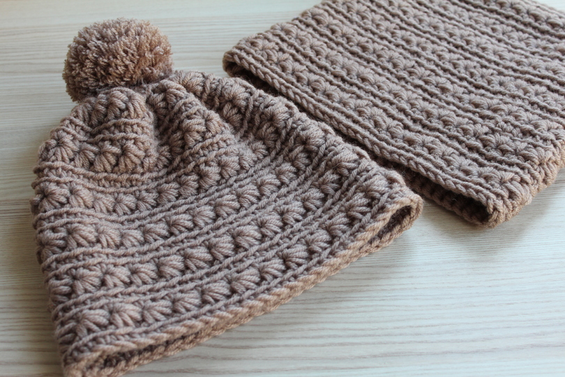 "Polarstern" Bommelmütze&Kragenschal häkeln PDF-Anleitung