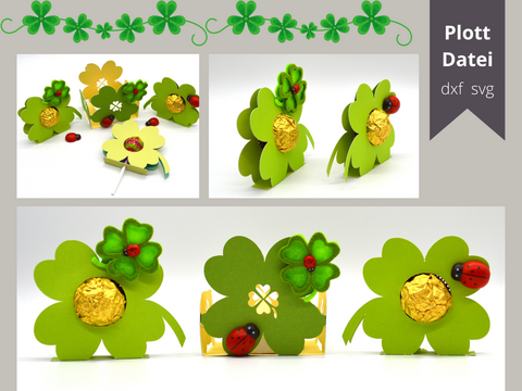 Plotterdatei Klee zum Befüllen mit Körbchen für LED Teelicht