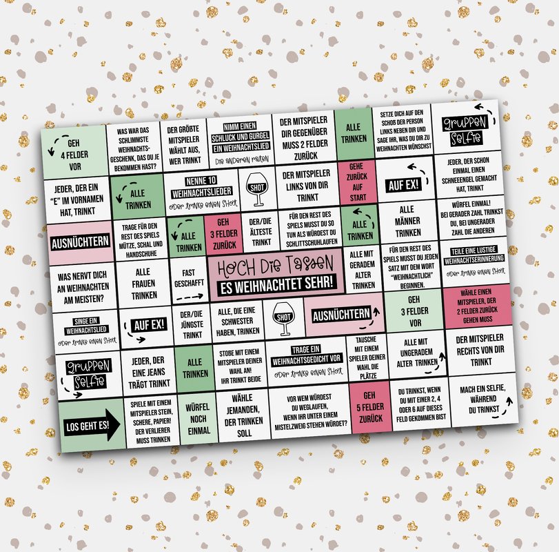 Trinkspiel WEIHNACHTEN Brettspiel zum Ausdrucken DOWNLOAD - Bild 2