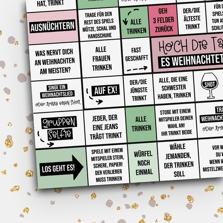 Trinkspiel WEIHNACHTEN Brettspiel zum Ausdrucken DOWNLOAD