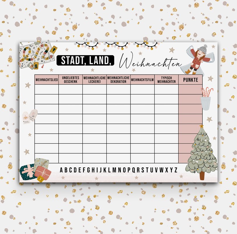 STADT, LAND, WEIHNACHTEN Vorlage Stadt, Land, Fluss Spiel Weihnachten Downl - Bild 2