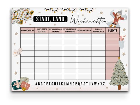 STADT, LAND, WEIHNACHTEN Vorlage Stadt, Land, Fluss Spiel Weihnachten Downl
