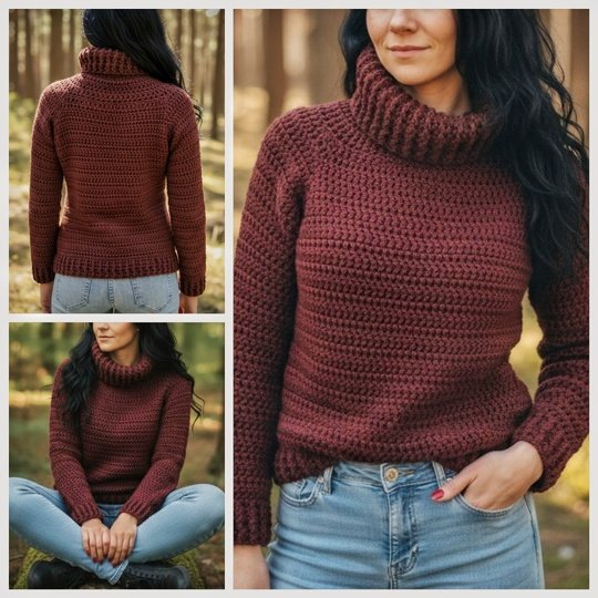 PDF Häkelanleitung Rollkragenpullover XS-XXL