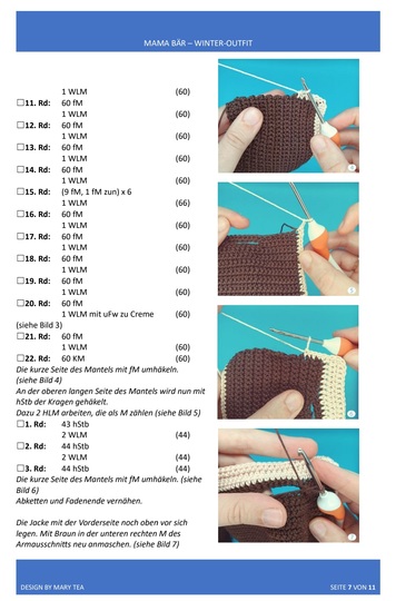Häkelanleitung Winteroutfit für Mama Bär