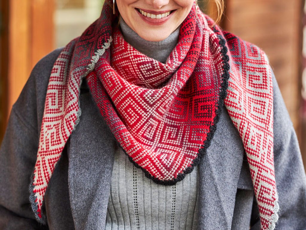 TUCH GRAU-ROTE GEOMETRIE