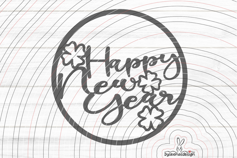 Happy New Year Kreis Plotterdatei SVG DXF
