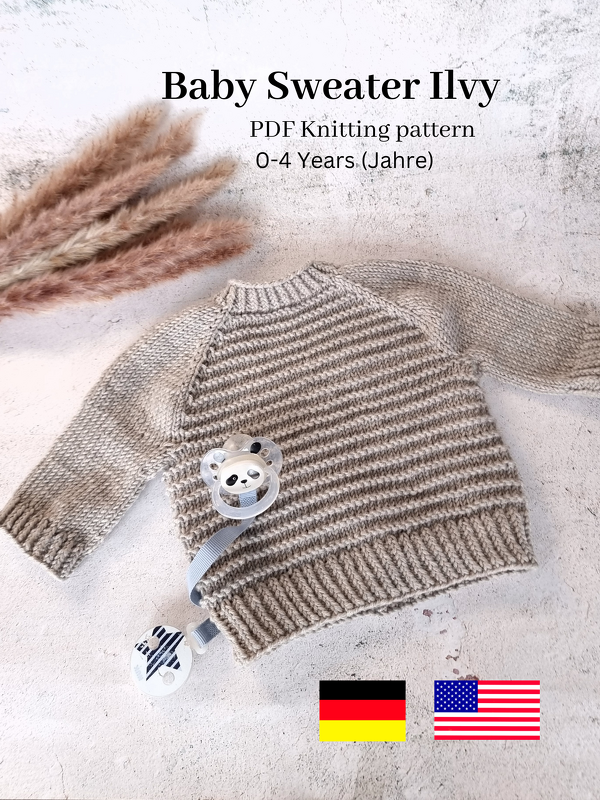PDF Strickanleitung Baby Sweater Ilvy 0-4 Jahre in deutsch und englisch