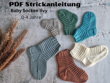Strickanleitung Baby / Kinder Socken 0-4 Jahre deutsch und englisch