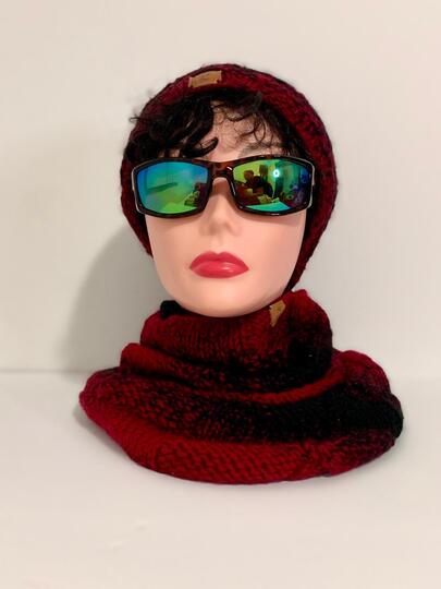 Knit Hat and Cowl Set, basket weave design, easy beginner knit, unisex